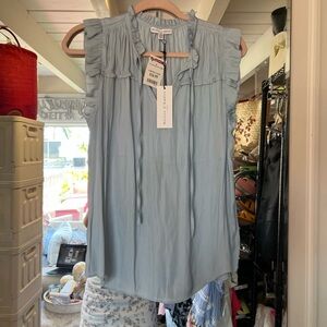Gray Sleeveless Ruched Tie Front Blouse